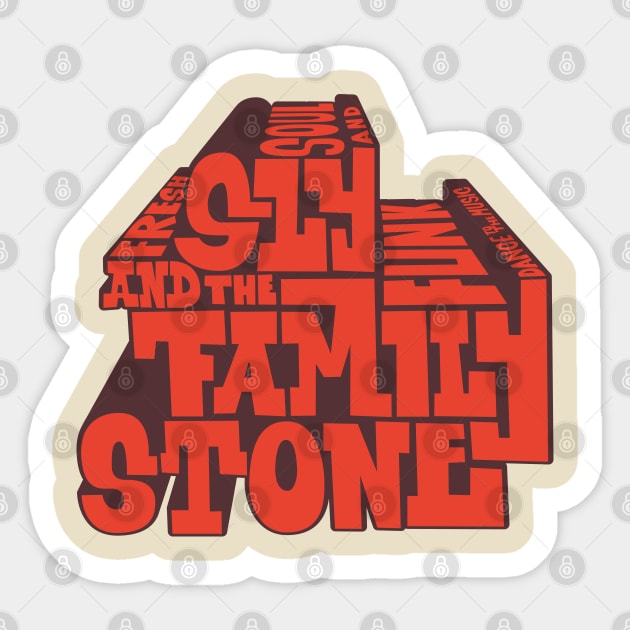 Psychedelic Soul Grooves - Sly & The Family Stone Typo Design Sticker by Boogosh